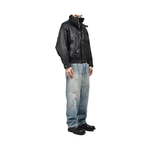 The Commission Leather Bomber Jacket / Blk