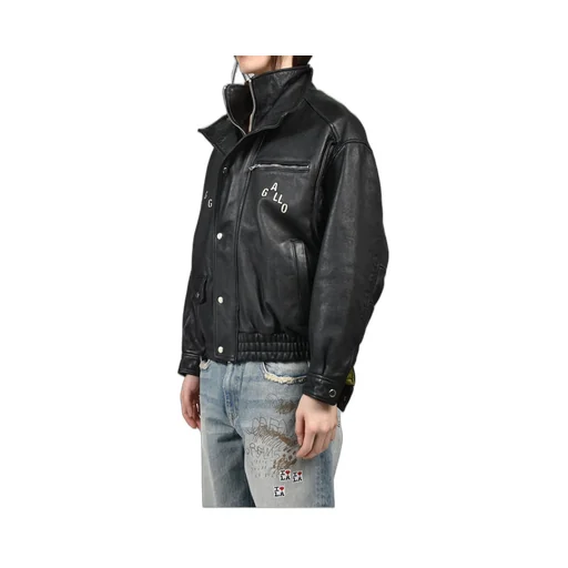 The Commission Leather Bomber Jacket / Blk