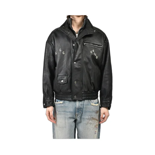 The Commission Leather Bomber Jacket / Blk