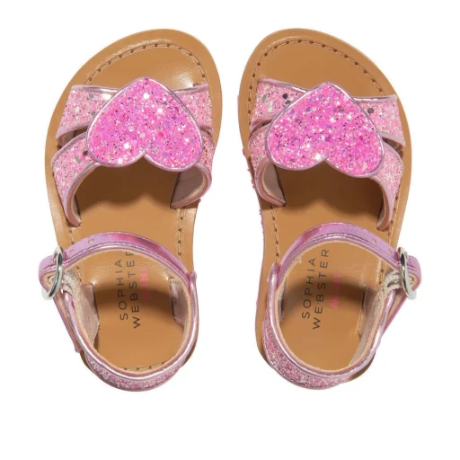 Sophia Webster Mini Heart-Patch Open Toe Sandals