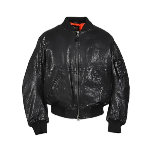 Cow Leather Cropperd Bomber / Blk