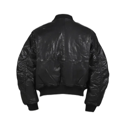 Cow Leather Cropperd Bomber / Blk