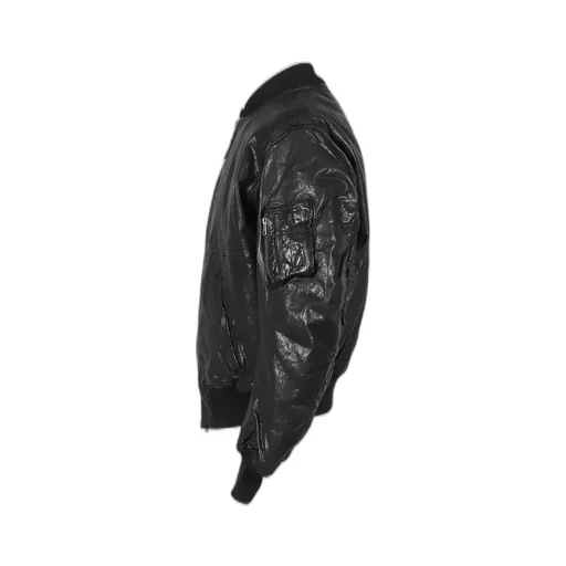 Cow Leather Cropperd Bomber / Blk