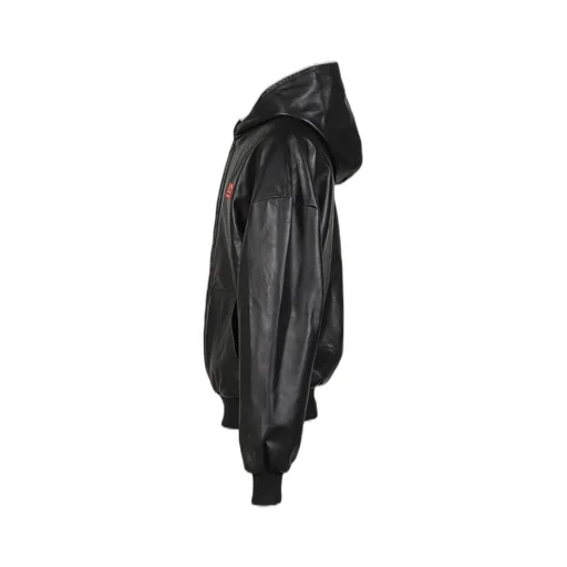 Mskrd Leather Hoodie Jacket / Blk