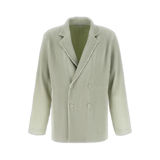 Homme Plissé Issey Miyake Double Breasted Pleated Tailored Blazer