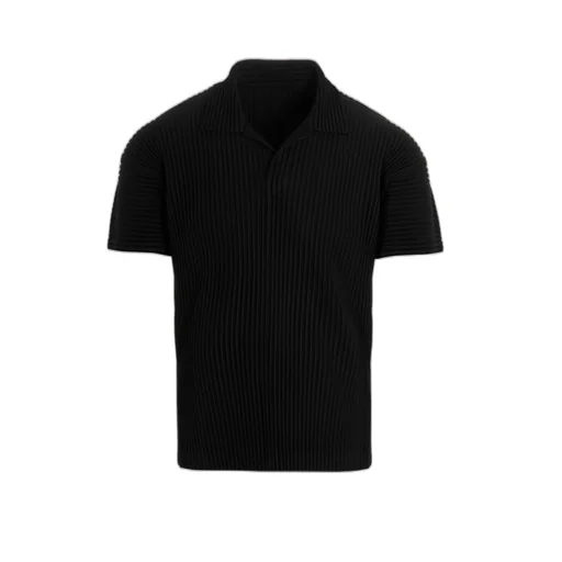 Issey Miyake V-Neck Pleated Polo Shirt