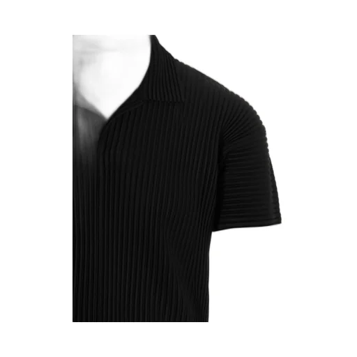 Issey Miyake V-Neck Pleated Polo Shirt