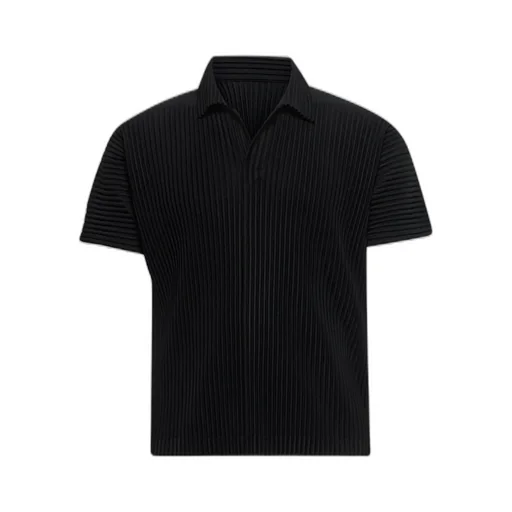 Homme Plissé Issey Miyake Pleated Split Neck Polo Shirt