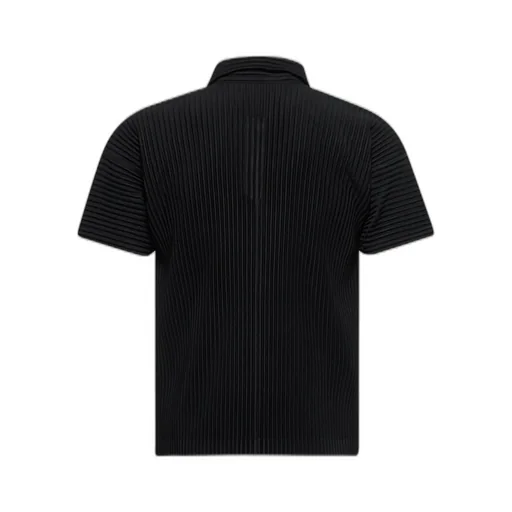 Homme Plissé Issey Miyake Pleated Split Neck Polo Shirt