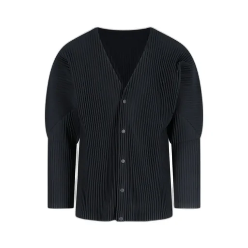 Homme Plissé Issey Miyake V-Neck Pleated Knit Cardigan