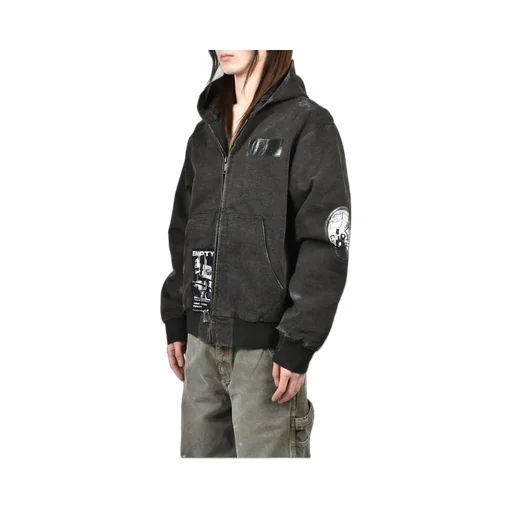 War Started Hooded Work Jacket / Crust Blk