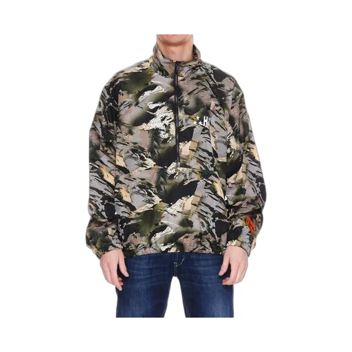 Heron Preston Logo-Patch Camouflage Print Jacket
