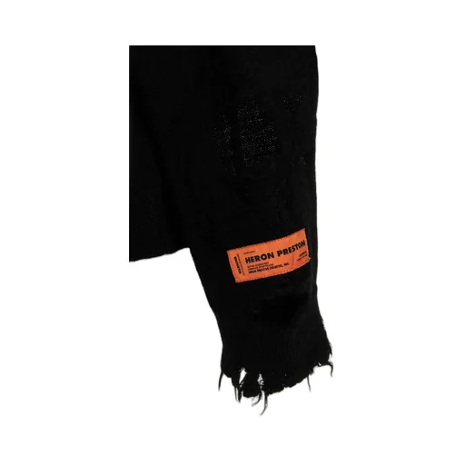 Heron Preston Logo Embroidered Distressed Crewneck Sweater