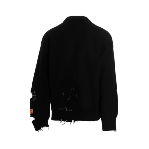 Heron Preston Logo Embroidered Distressed Crewneck Sweater