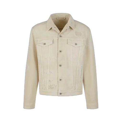 Heron Preston Logo Patch Distressed Denim Jacket
