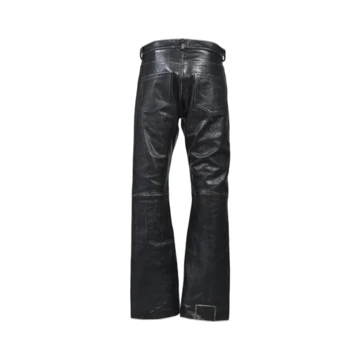 Crust Repaired Leather Flare Jeans / Blk Sand