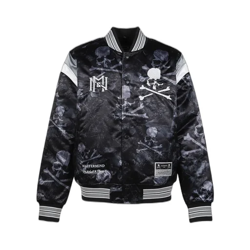Jk16965-Clbblck/Mstrmndxmn Print Satin Jkt / Blk