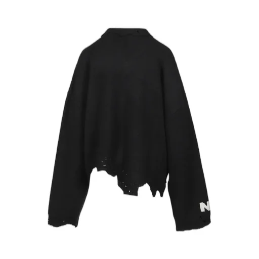 Distressed Cardigan Male Version / Cashmere Blk