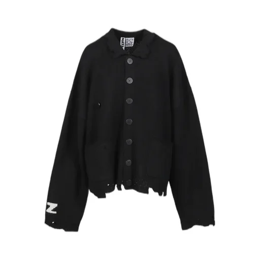Distressed Cardigan Male Version / Cashmere Blk