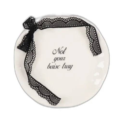 Not Your Basic Tray Round Ribbon / Wht
