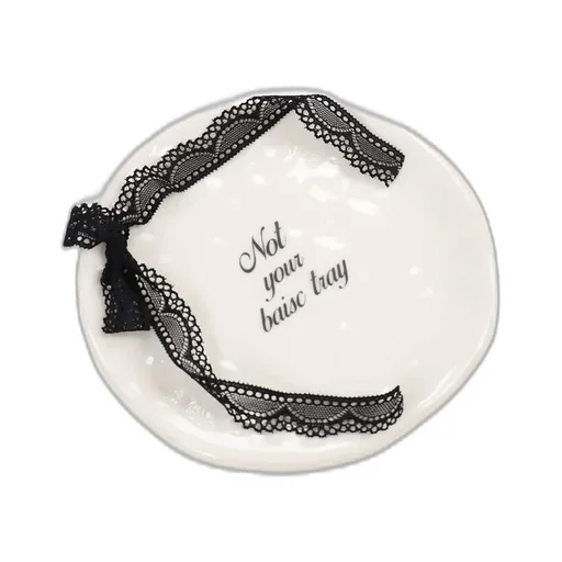 Not Your Basic Tray Round Ribbon / Wht