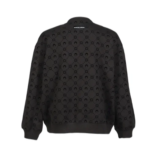 Moonogram Flocked Fleece Relaxed Sweatshir / Blk