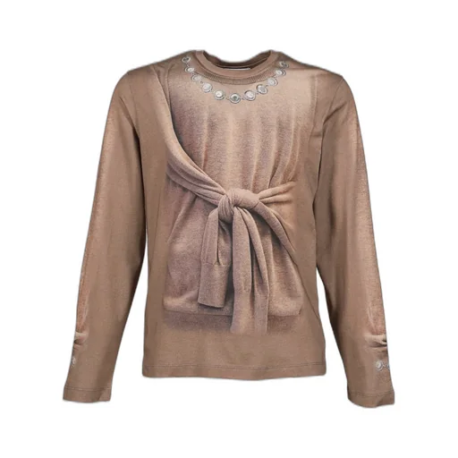 Trompe-L'oeil Knit Jersey Ls T-Shirt / Bei