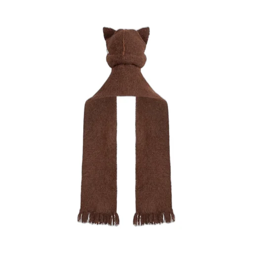 Alpaca Chunky Ears Beanie Scarf / Brw