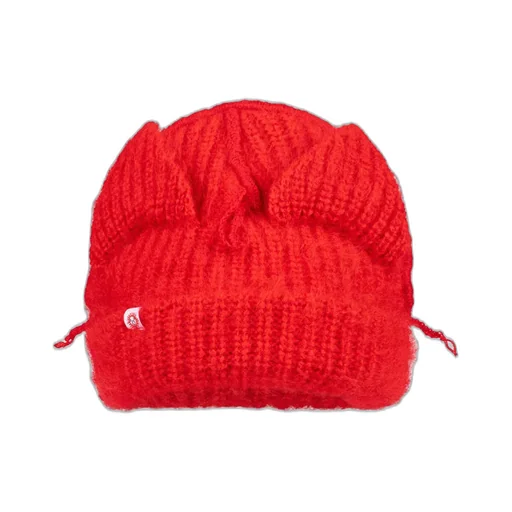 Mohair Chunky Ears Beanie / Red