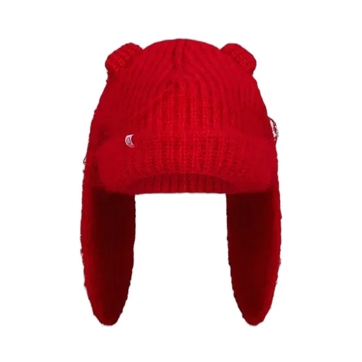 Mohair Chunky Rabbit Beanie / Red