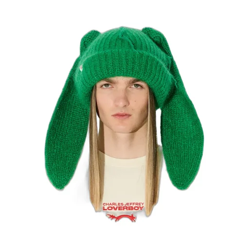 Mohair Chunky Rabbit Beanie / Grn