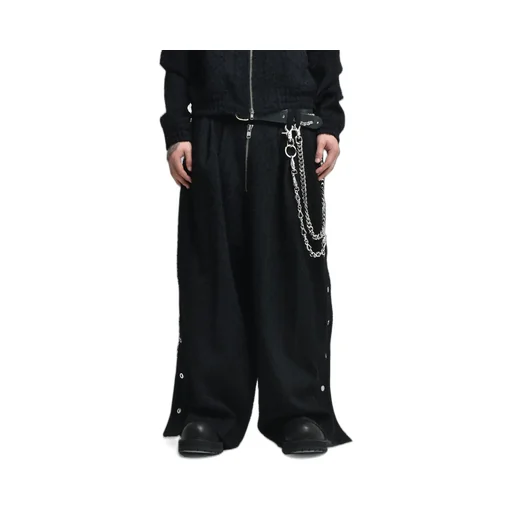 Flyinghair Side Snap Trouser / Core Blk