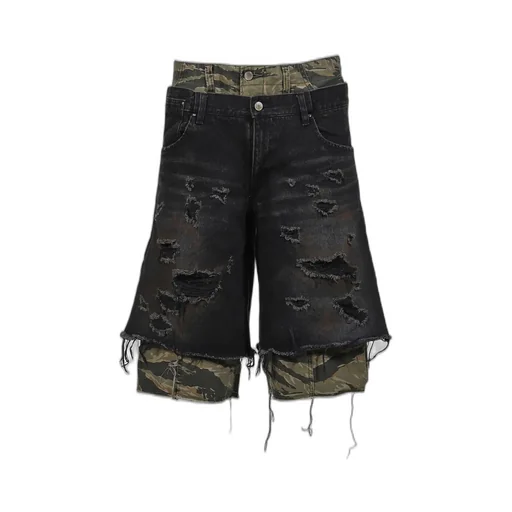 Layered Baggy Shorts / Blk Camo
