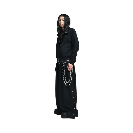 Flyinghair Side Snap Trouser / Core Blk
