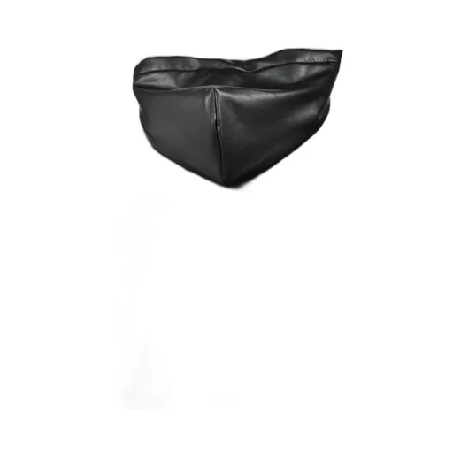 Cross Embroidery Leather Zip Hoodie / Blk