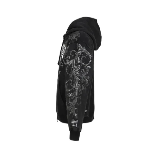 Graphic Zip Hoodie / Black