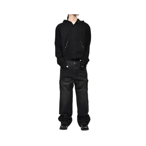 Cappy Stud Hoodie Zip-Up / Blk