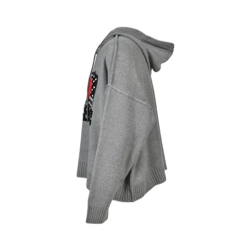 “I Love Music” Pullover Knit Hoodie / Gry