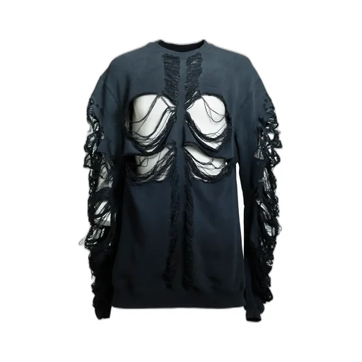 Distressed Cross Creawneck / Blk
