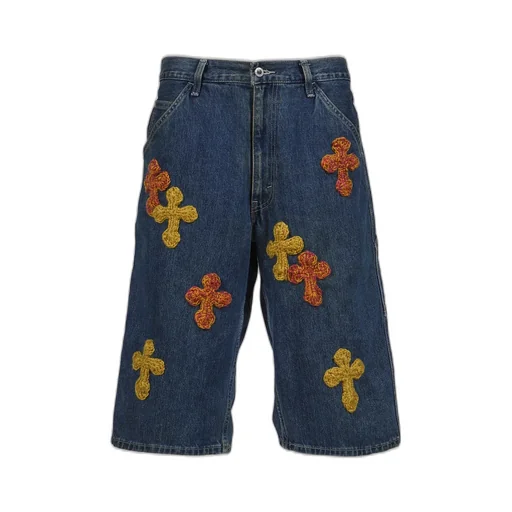 3D Cross Denim Shorts / Indigo