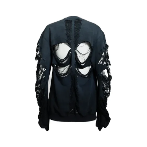 Distressed Cross Creawneck / Blk