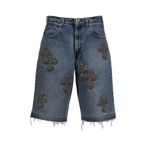 3D Cross Denim Shorts / Indigo