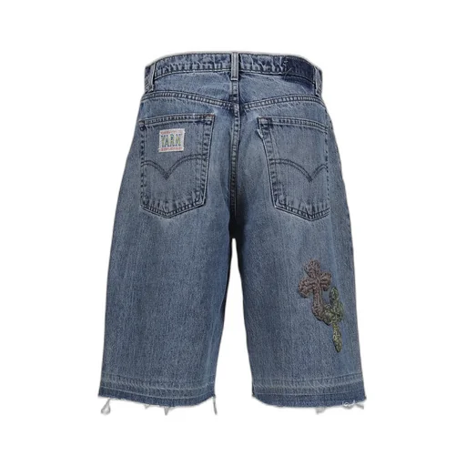 3D Cross Denim Shorts / Indigo