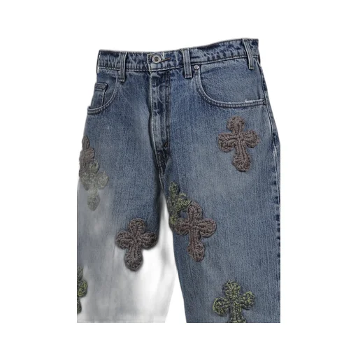 3D Cross Denim Shorts / Indigo