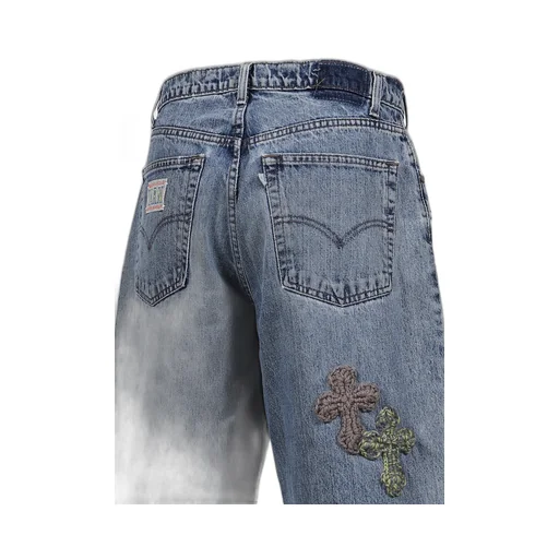 3D Cross Denim Shorts / Indigo