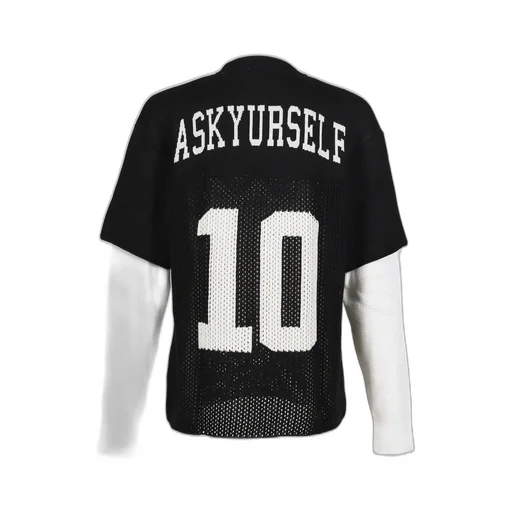 Layered Knit Mesh Jersey / Blk/Wht
