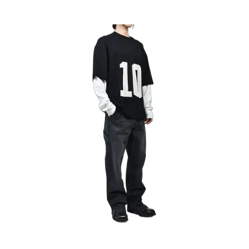 Layered Knit Mesh Jersey / Blk/Wht