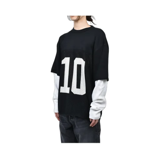 Layered Knit Mesh Jersey / Blk/Wht