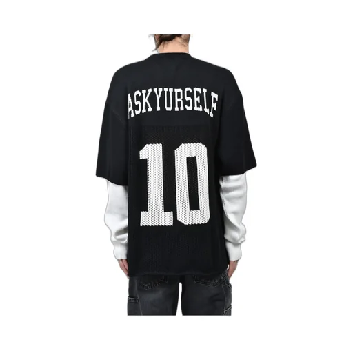Layered Knit Mesh Jersey / Blk/Wht