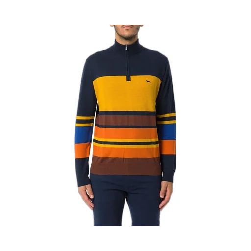 Harmont & Blaine Striped Half-Zip Pullover